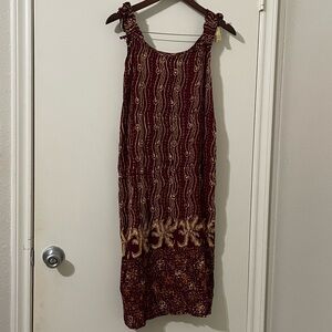 Amelia Batik Pekalongan Indonesia Maroon & Gold Midi Dress | Boho Size M/L
